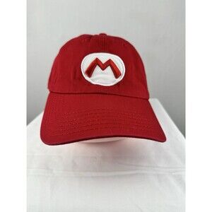 Super Mario Red Adjustable Strapback Hat Nintendo Official Cap w/ "M" Logo